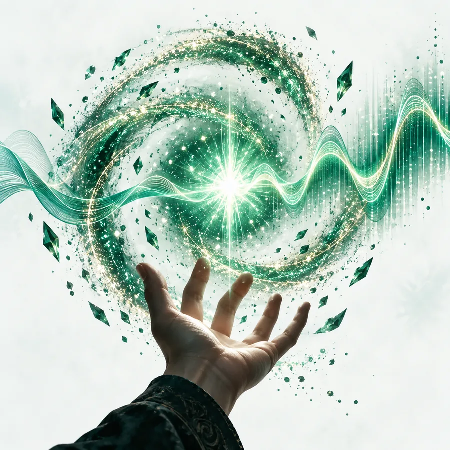 Magical spell with shimmering energy